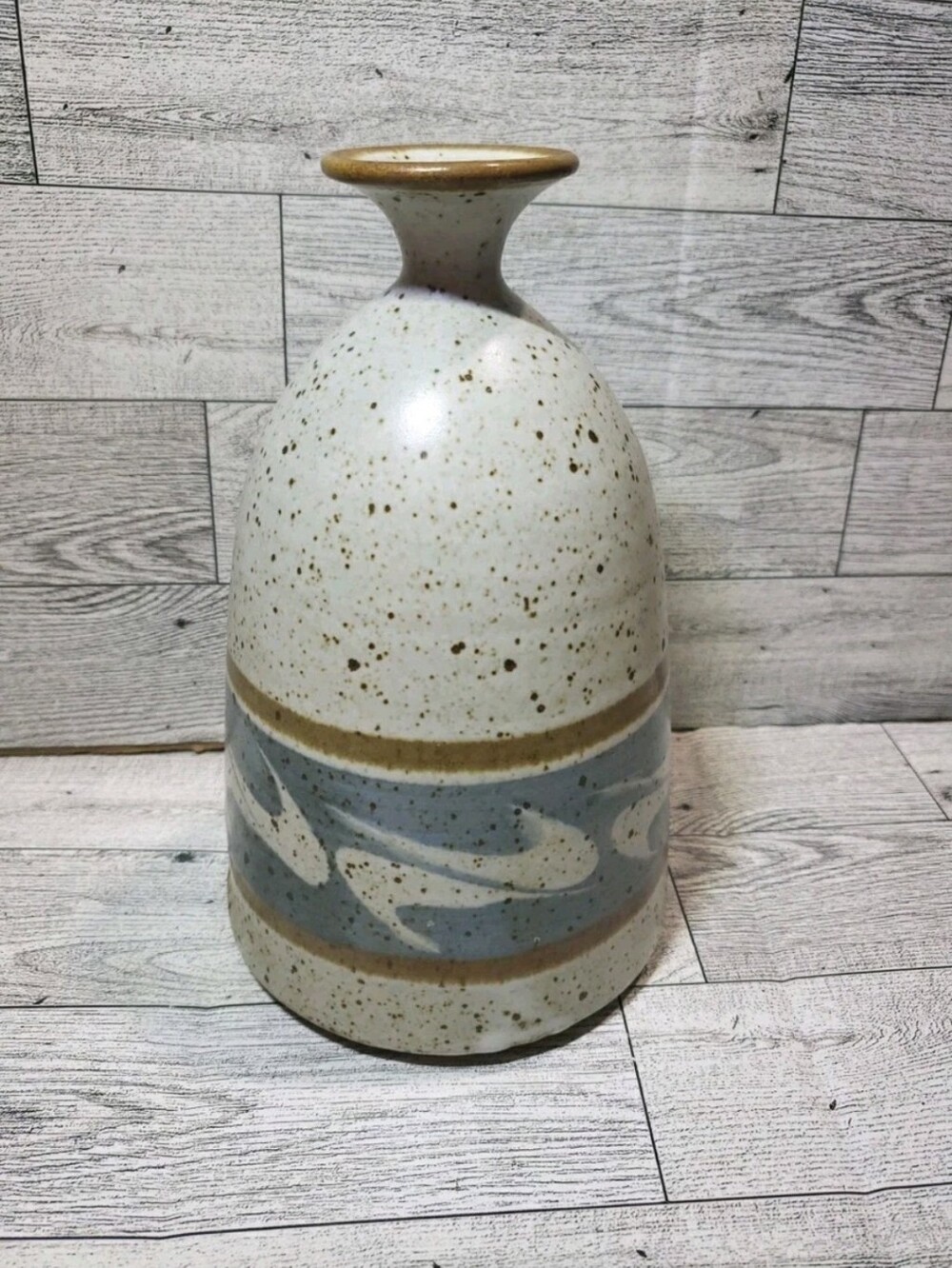 Pottery Vase Western Marked Brown Blue